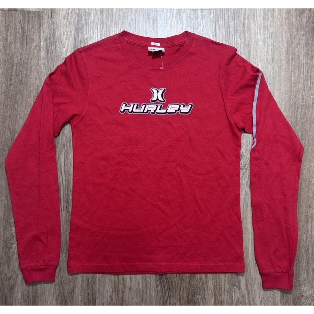 Y2K Hurley Red Women Long‎ Sleeve Shirt Size S